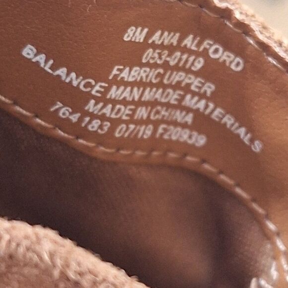 A.N.A Ana Alford Booties Brown Zip + Buckle Gold Studded Vegan Suede Boots 8M - Picture 9 of 9